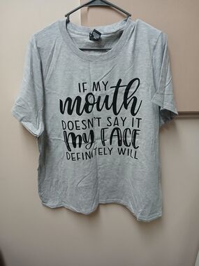 Graphic Quote Tee - Light Gray with Black Lettering